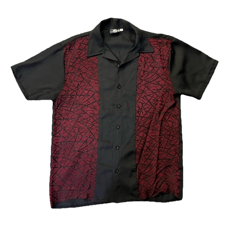 VTG 90s Y2K Positano Men's Bowling Shirt Size L  Button Up Goth Grunge Going Out